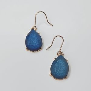 Faux Gem Teardrop Earrings in Blue